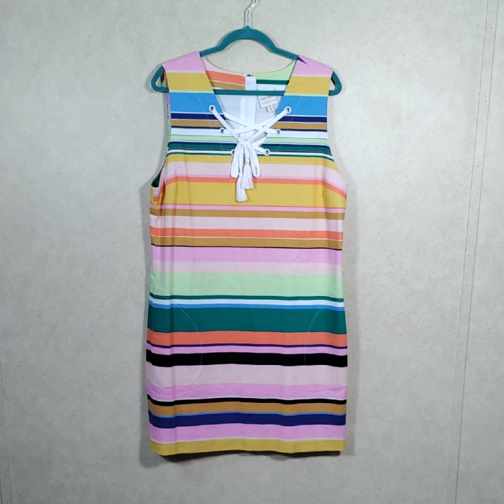 6193 Tracy Reese X Anthropologie striped Coastal Shift Dress XL NEW